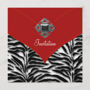 Red Zerbra Party Invitation