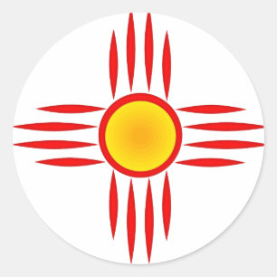 Red Zia Sun God Classic Round Sticker
