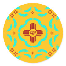 Red Zia Symbols New Mexico Turquoise Feathers