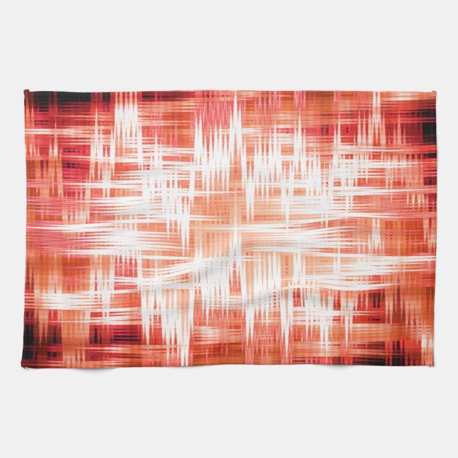 Red zigzag pattern tea towel (Horizontal)