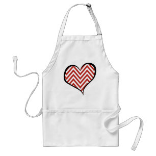 Red Zigzag, Red Chevron, Zigzag Pattern, Heart Standard Apron