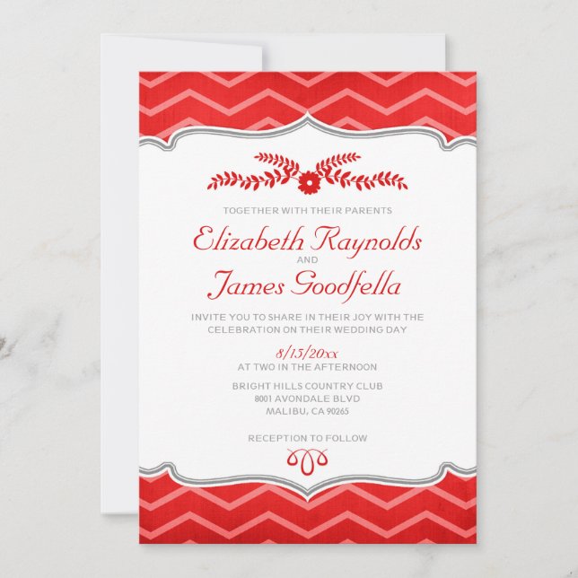 Red Zigzag Wedding Invitations (Front)