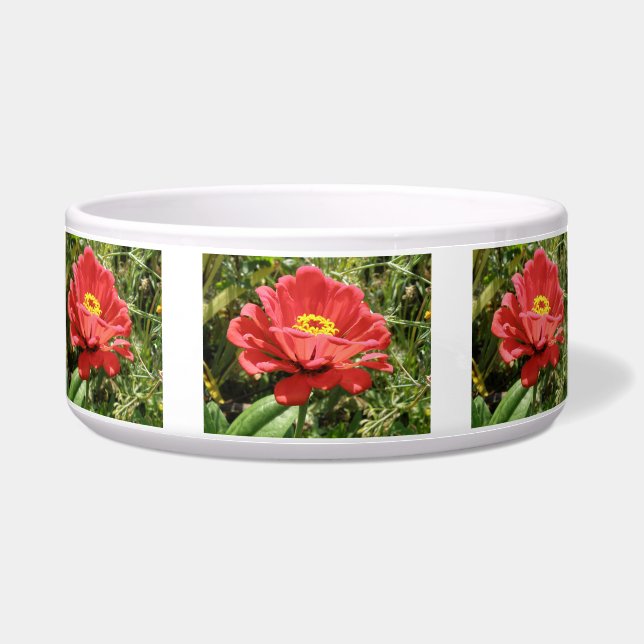 Red Zinnia Dog Bowl (Front)