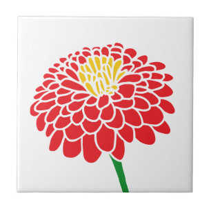 Red Zinnia flower custom color tiles