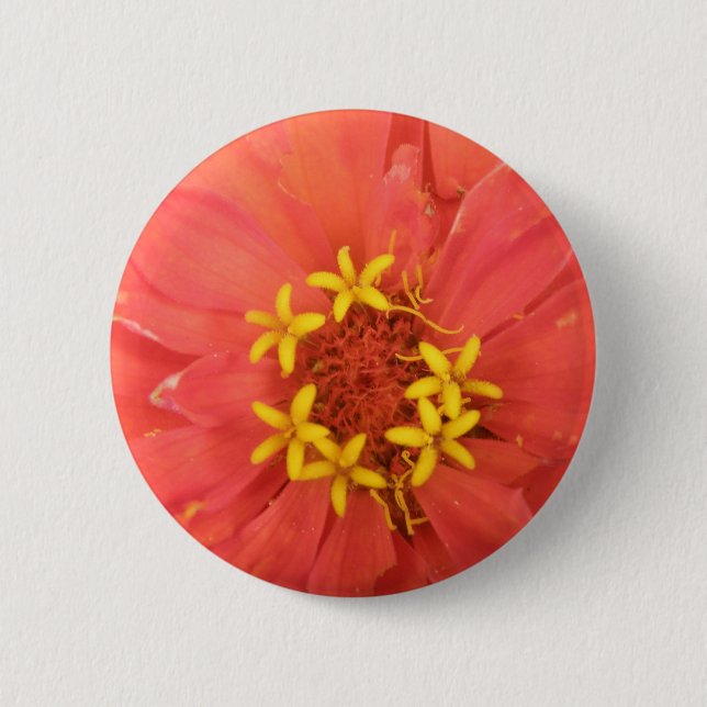 Red Zinnia Macro Button (Front)