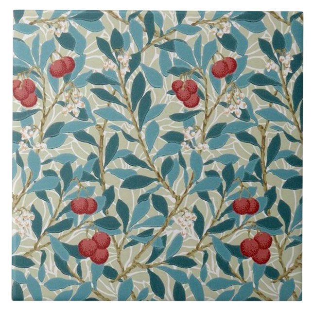 Redberry Tree, William Morris Ceramic Tile (Front)