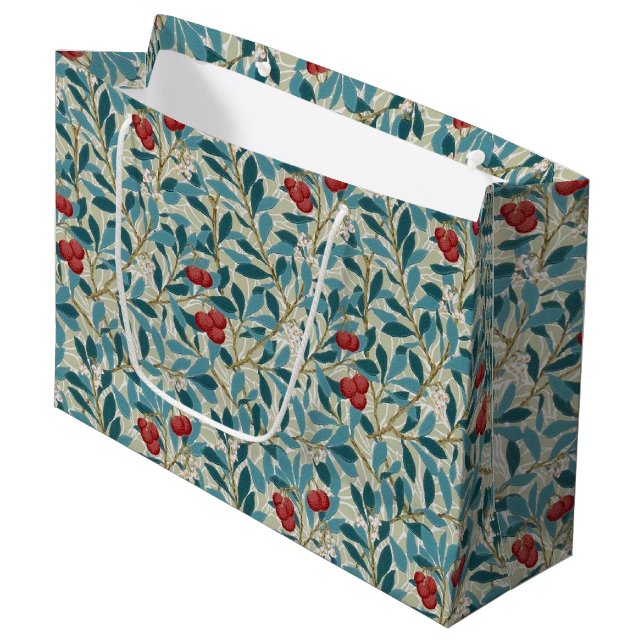 Redberry Tree, William Morris Large Gift Bag (Front Angled)