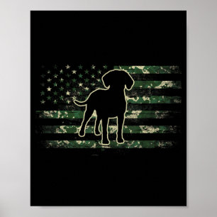 Redbone Coonhound Camouflage American Flag USA Dog Poster