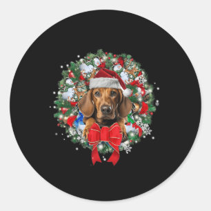 Redbone Coonhound Christmas Wreath Decoration Xmas Classic Round Sticker