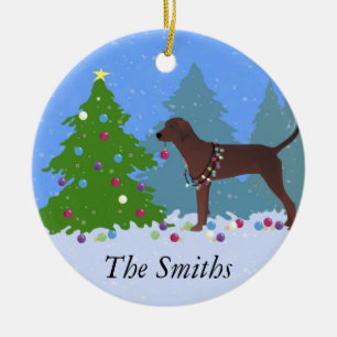Redbone Coonhound Decorating Christmas Tree Ceramic Tree Decoration