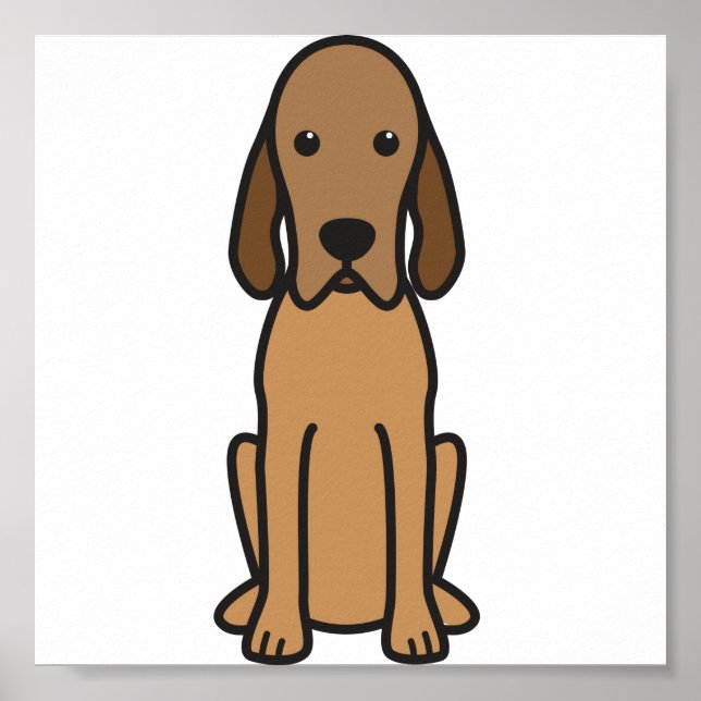 Redbone Coonhound Dog Cartoon Poster (Front)