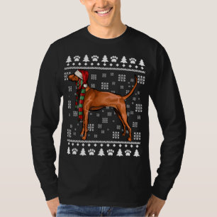 Redbone Coonhound Dog Santa Hat Xmas Ugly Christma T-Shirt