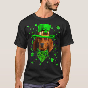 Redbone Coonhound Dog St Patricks Day Dog Hat  T-Shirt