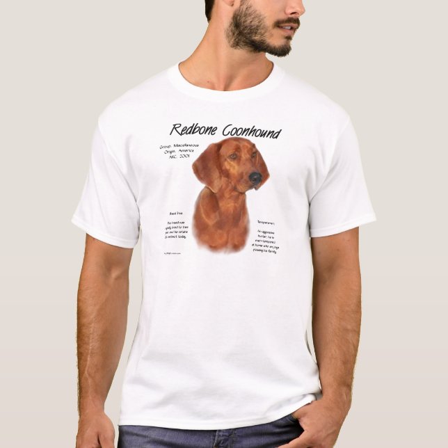 Redbone Coonhound History Design T-Shirt (Front)