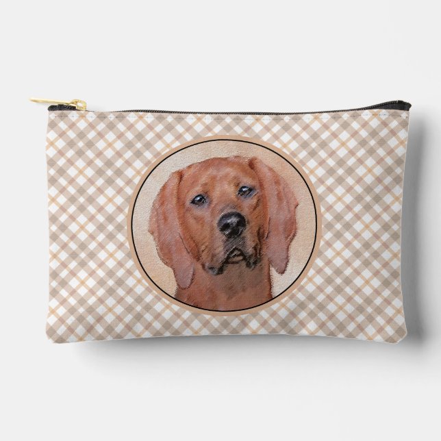 Redbone Coonhound Painting Cute Original Dog Art Accessory Pouch (Front)
