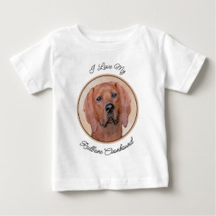Redbone Coonhound Painting - Cute Original Dog Art Baby T-Shirt