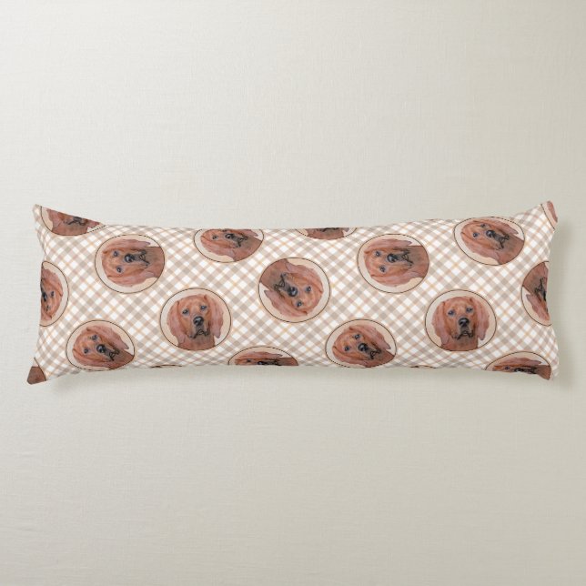 Redbone Coonhound Painting Cute Original Dog Art Body Cushion (Front)