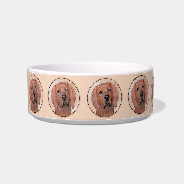 Redbone Coonhound Painting - Cute Original Dog Art Bowl (Left)