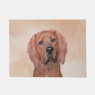 Redbone Coonhound Painting - Cute Original Dog Art Doormat