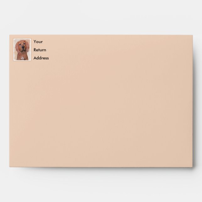 Redbone Coonhound Painting - Cute Original Dog Art Envelope (Front)