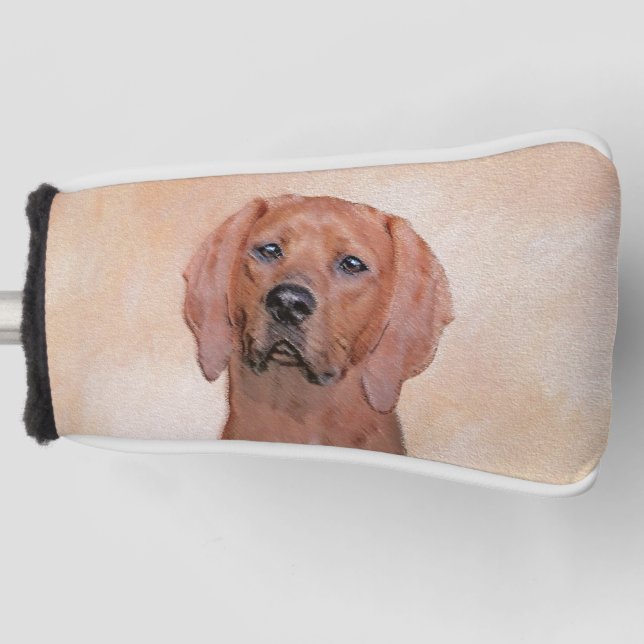 Redbone Coonhound Painting - Cute Original Dog Art Golf Head Cover (Front)