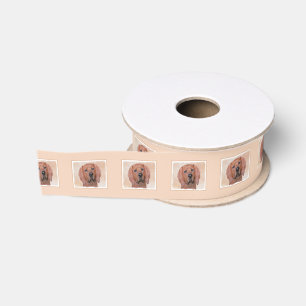 Redbone Coonhound Painting - Cute Original Dog Art Grosgrain Ribbon