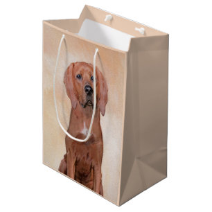 Redbone Coonhound Painting - Cute Original Dog Art Medium Gift Bag