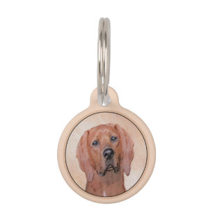 Redbone Coonhound Painting - Cute Original Dog Art Pet Tag