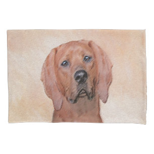 Redbone Coonhound Painting - Cute Original Dog Art Pillowcase