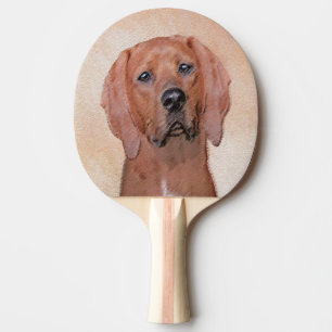 Redbone Coonhound Painting - Cute Original Dog Art Ping Pong Paddle