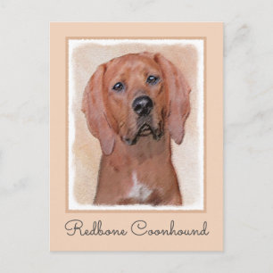 Redbone Coonhound Painting - Cute Original Dog Art Postcard