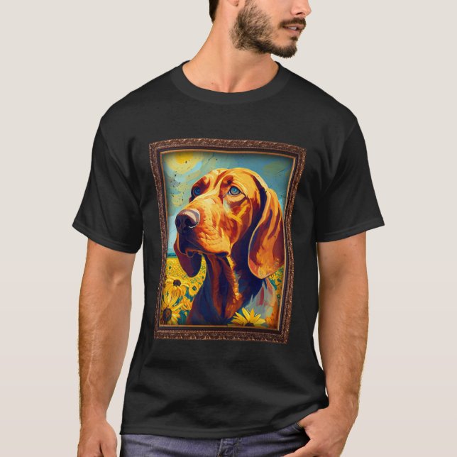 Redbone Coonhound Painting Sunflower Flower Mom Wo T-Shirt (Front)