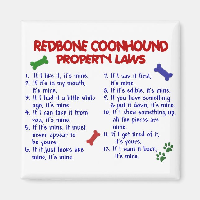 REDBONE COONHOUND Property Laws 2 Magnet (Front)