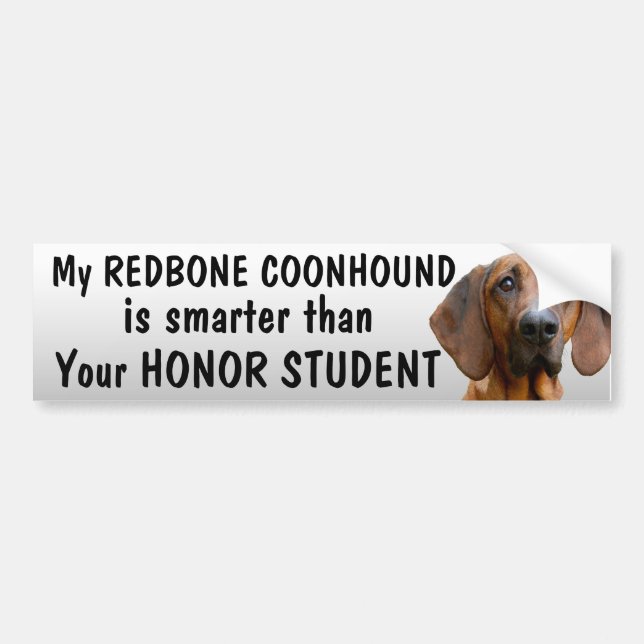 Redbone Coonhound - smarter than student - funny Bumper Sticker (Front)