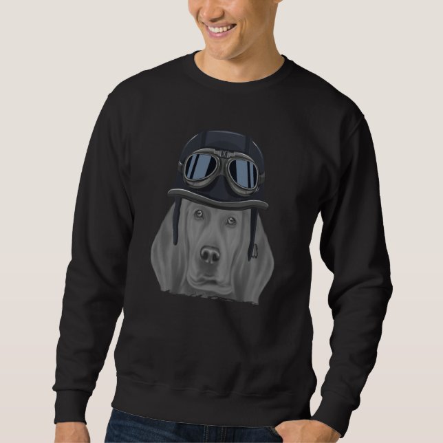 Redbone Coonhound Wearing Vintage Motorcycle Helme Sweatshirt (Front)