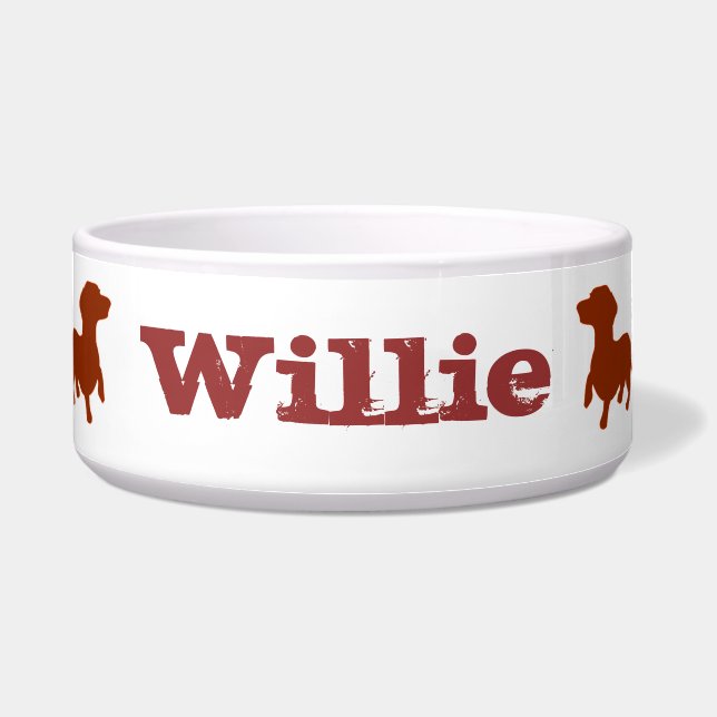 Redbone Dachshund Love Dog Food Bowl - (Front)