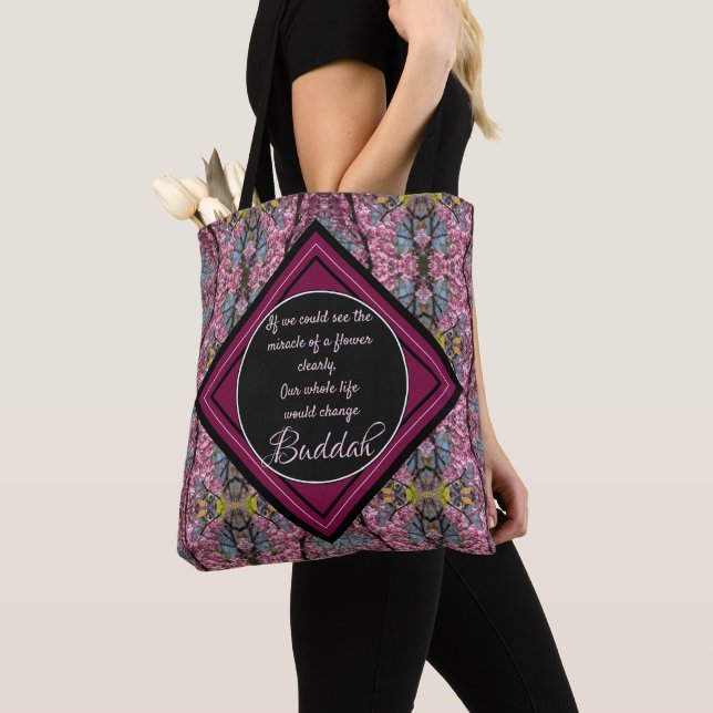 Redbud Branches Budda Flower Quote Tote Bag (Close Up)