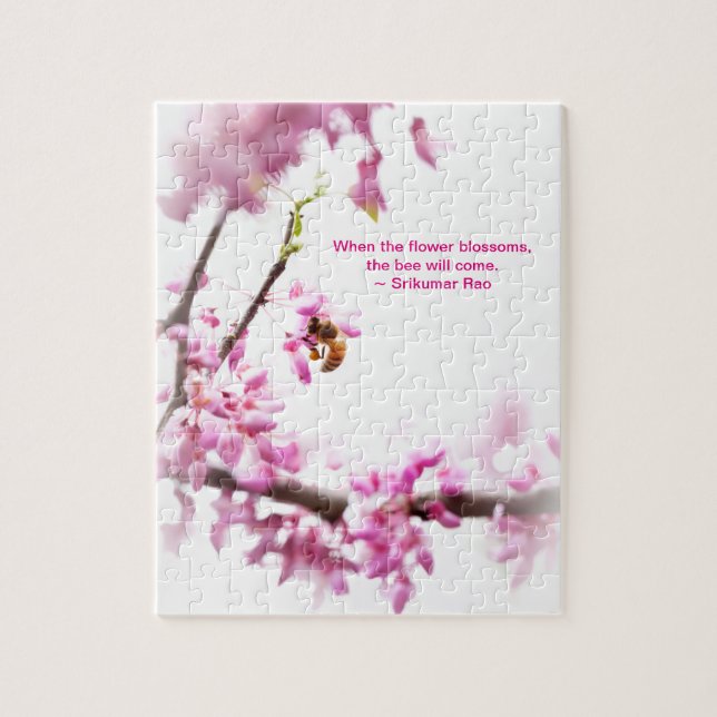 Redbud & honeybee in Springtime Jigsaw Puzzle (Vertical)