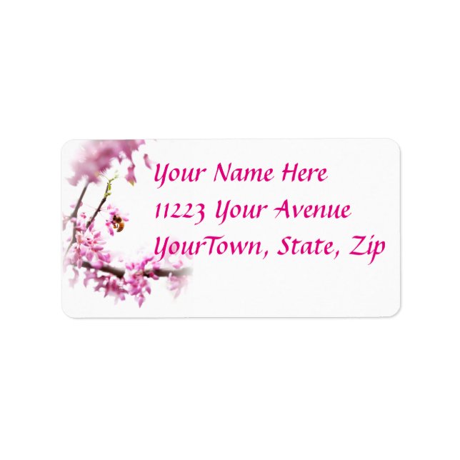 Redbud & honeybee in Springtime Label (Front)