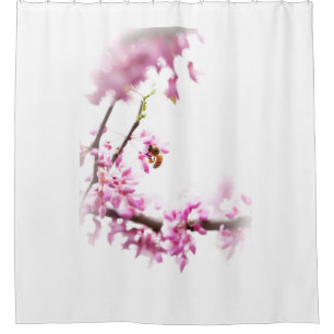 Redbud & honeybee in Springtime Shower Curtain
