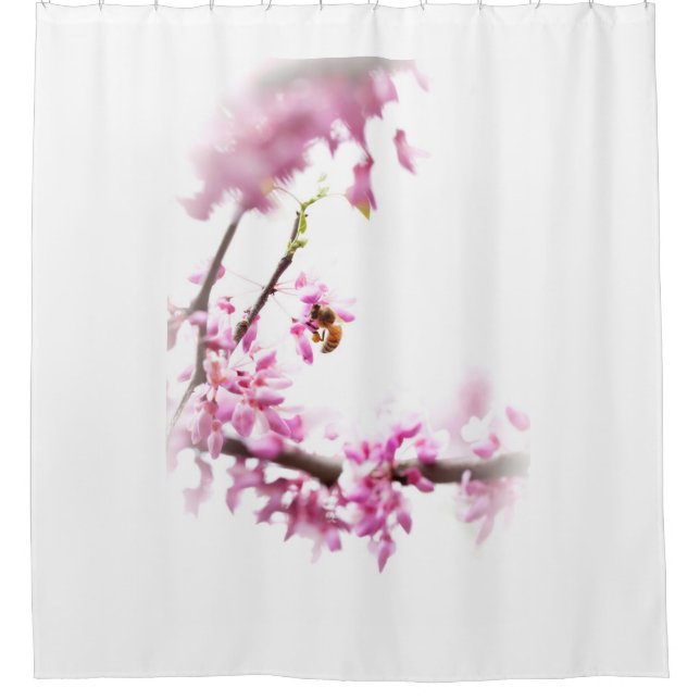 Redbud & honeybee in Springtime Shower Curtain (Front)