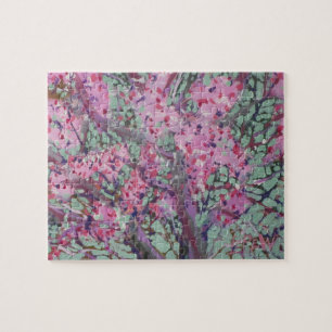 Redbud On A Matt Green Sky / Artist Larry Lerew Jigsaw Puzzle