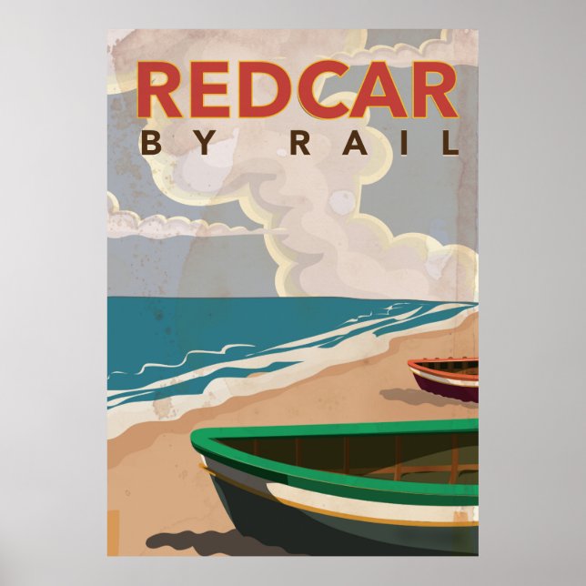 Redcar vintage travel poster (Front)