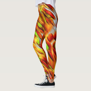 Reddish and chromed yellow stains, hot colours leggings