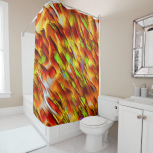 Reddish and chromed yellow stains, hot colours  shower curtain