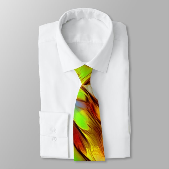 Reddish and chromed yellow stains, hot colours tie (Tied)