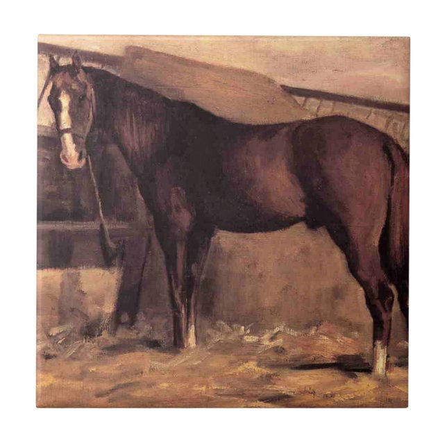 Reddish Bay Horse in the Stables Ceramic Tile (Front)
