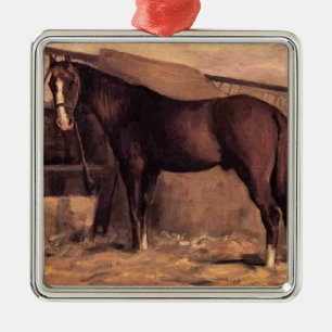Reddish Bay Horse in the Stables Metal Ornament