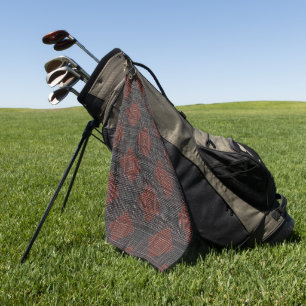 Reddish brown and black inclined squares or chess golf towel