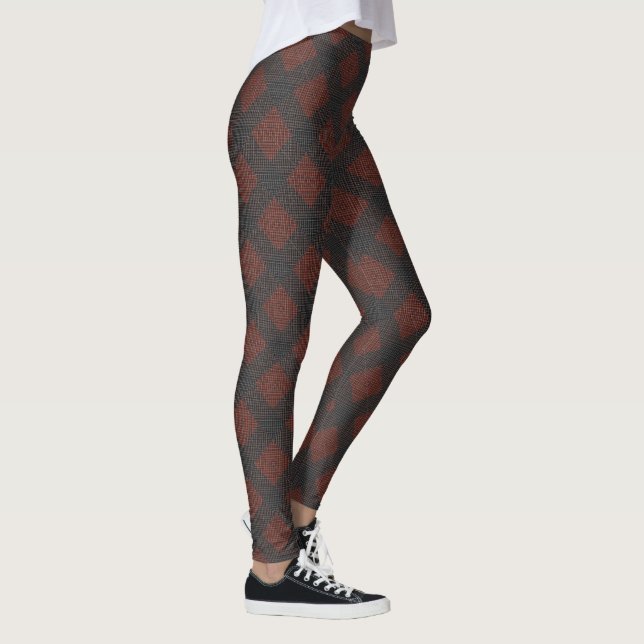 Reddish brown and black inclined squares or chess  leggings (Right)